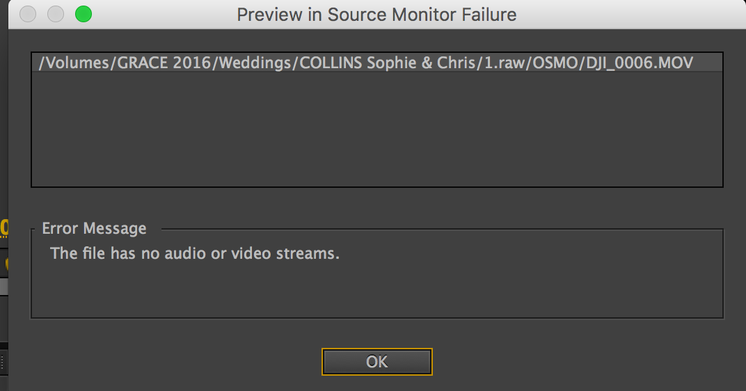 The file has no audio or video streams adobe premiere решение